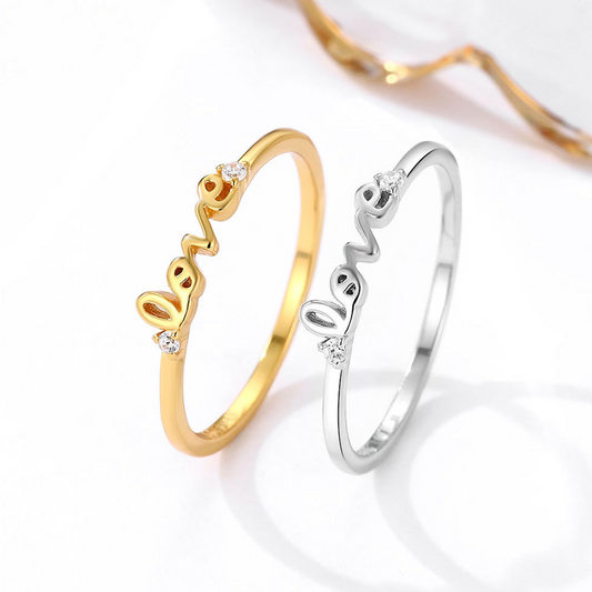 Sterling Silver Ring Women's Love Letter Wedding Bracelet Diamond | Love Women Silver Ring's